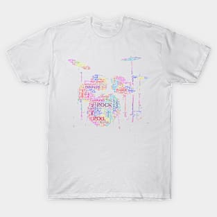 Battery Drum Silhouette Shape Text Word Cloud T-Shirt